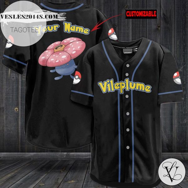 Personalized Vileplume Baseball Jersey – Black