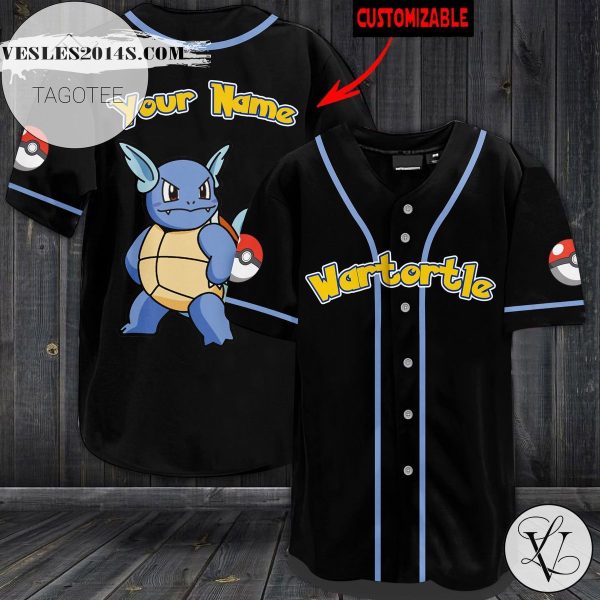 Personalized Wartortle Baseball Jersey – Black