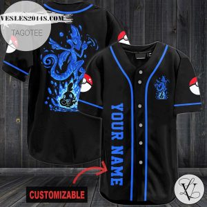 Personalized Water Pokemon Baseball Jersey – Black