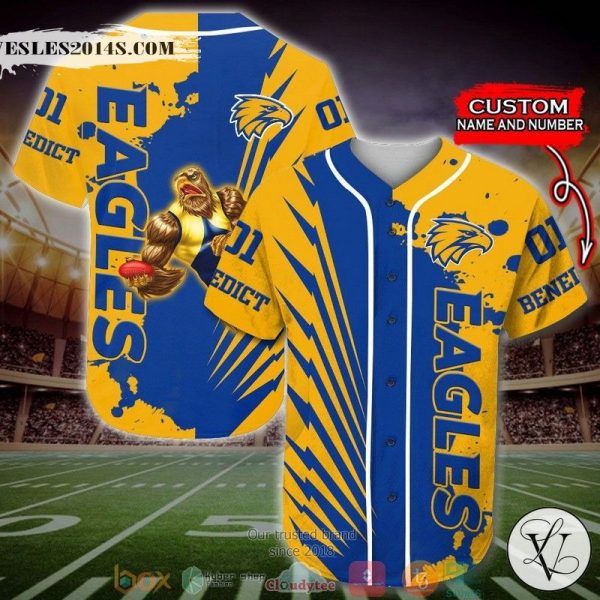 Personalized West Coast Eagles AFL Baseball Jersey Shirt