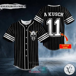 Personalized White Black Stripes No 11 Metal Skull Custom Baseball Jersey