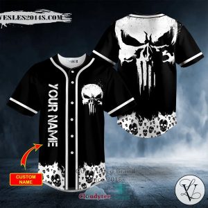 Personalized White Punisher Skull Custom Baseball Jersey
