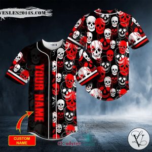 Personalized White Red Ghost Skull Custom Baseball Jersey