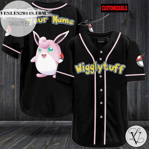 Personalized Wigglytuff Baseball Jersey – Black