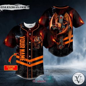 Personalized Winged Dragon On The Cross Skull Custom Baseball Jersey