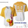 Personalized Winnie The Pooh Piglet Honey Pattern All Over Print White Baseball jersey