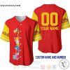 Personalized Winnie The Pooh Team All Over Print Red Baseball jersey