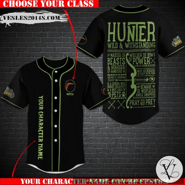 Personalized World of Warcraft Hunter Class Baseball Jersey Shirt