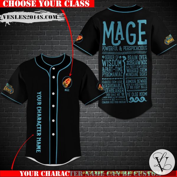 Personalized World of Warcraft Mage Class Baseball Jersey Shirt