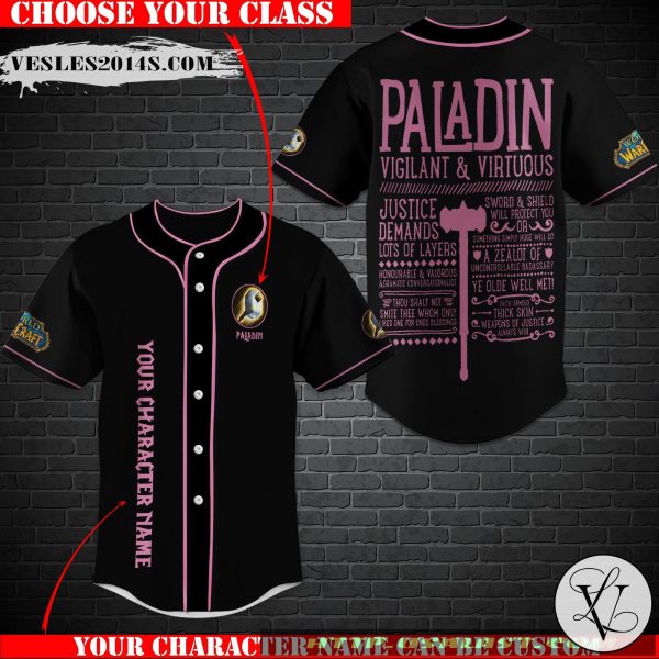 Personalized World of Warcraft Paladin Class Baseball Jersey Shirt
