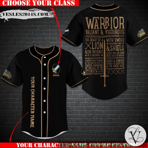 Personalized World of Warcraft Warrior Class Baseball Jersey Shirt