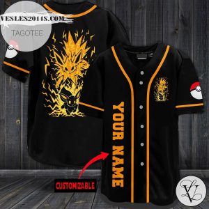 Personalized Yellow Eevee Baseball Jersey – Black