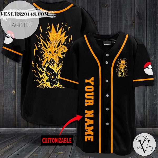 Personalized Yellow Eevee Baseball Jersey – Black