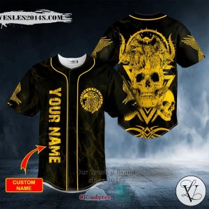 Personalized Yellow Raven Viking Skull Custom Baseball Jersey