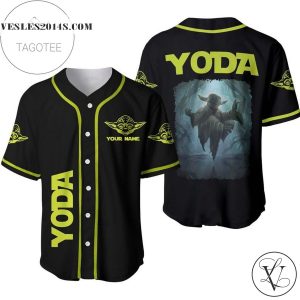 Personalized Yoda Star Wars Floating All Over Print Baseball Jersey – Black