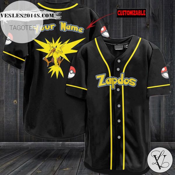 Personalized Zapdos Baseball Jersey – Black