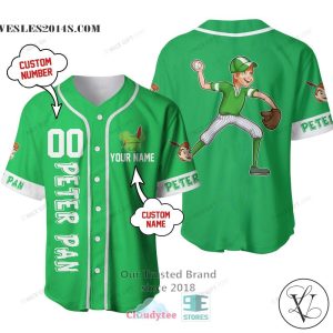 Peter Pan Personalized Green Baseball Jersey Shirt