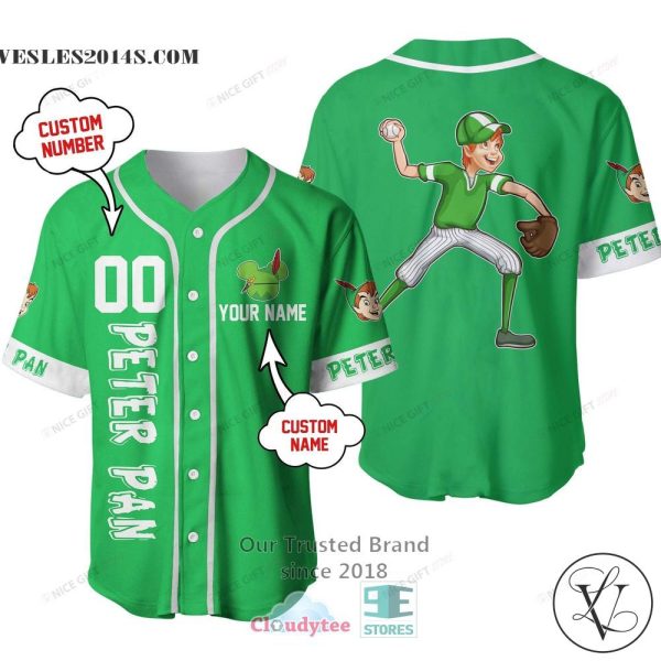 Peter Pan Personalized Green Baseball Jersey Shirt