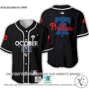 Philadelphia Phillies October Rise Black Baseball Jersey
