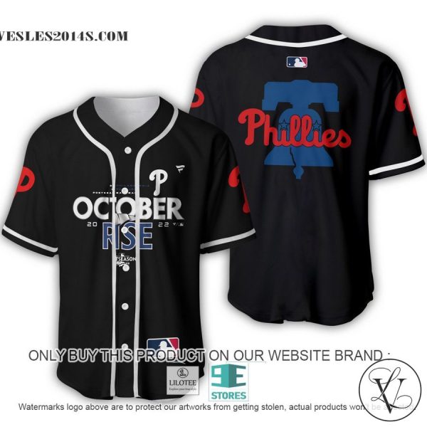 Philadelphia Phillies October Rise Black Baseball Jersey