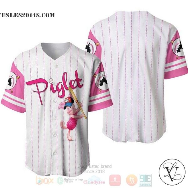 Piglet Pig Winnie The Pooh All Over Print Pinstripe White Baseball jersey