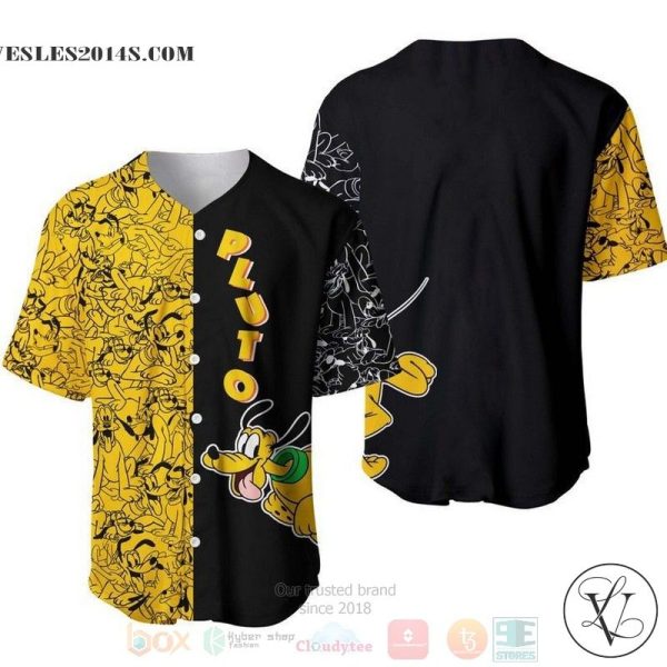 Pluto Dog Pattern All Over Print Black Yellow Baseball jersey