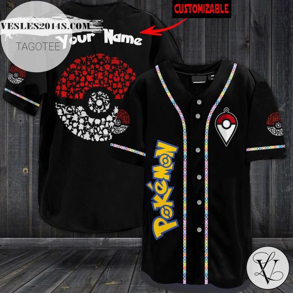 Poke Ball Pokemon Baseball Jersey – Black
