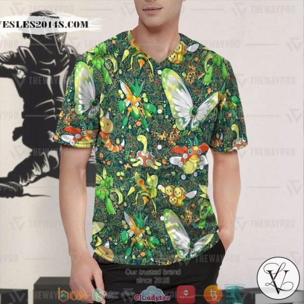 Pokemon Bug Seamless Pattern Baseball Jersey