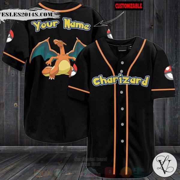 Pokemon Charizard Personalized Baseball Jersey