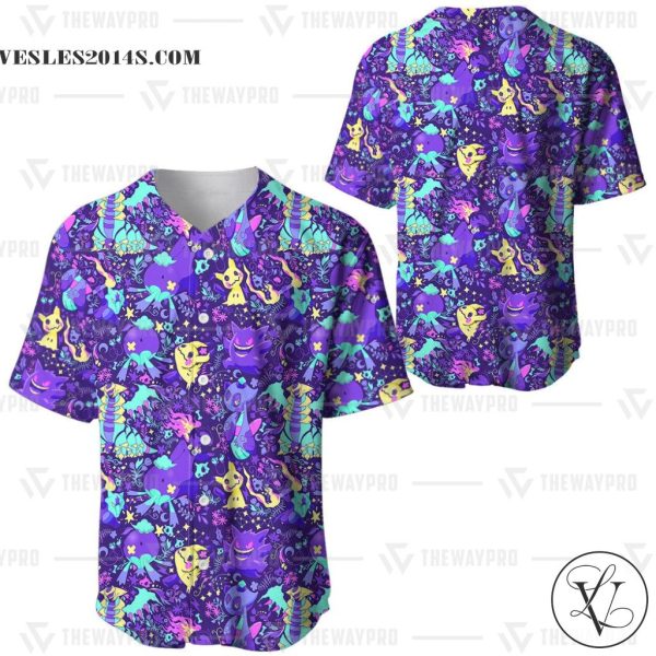 Pokemon Ghost Seamless Pattern Baseball Jersey