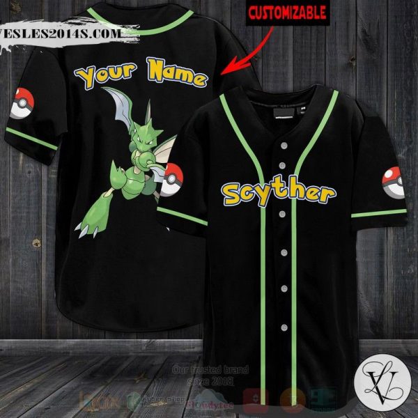 Pokemon Scyther Personalized Baseball Jersey