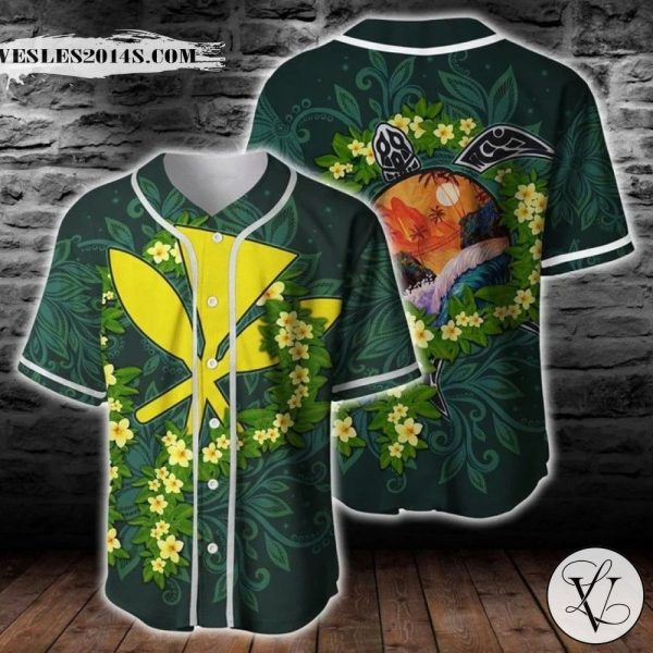 Polynesian Hawaii Ti Leaf Lei Turtle Baseball Jersey