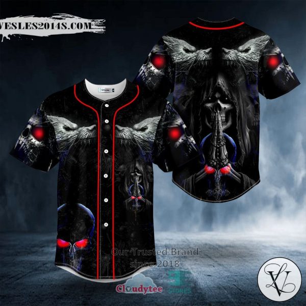 Praying The Death Skull Baseball Jersey
