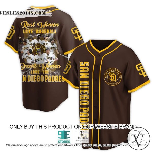 Real Women Love Baseball Smart Women Love The San Diego Padres Dark Brown Baseball Jersey