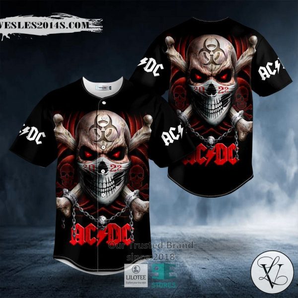 Red Biohazard Crossbone In Mask Skull Baseball Jersey