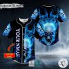 Red Eyes Blue Fire Skull Custom Baseball Jersey