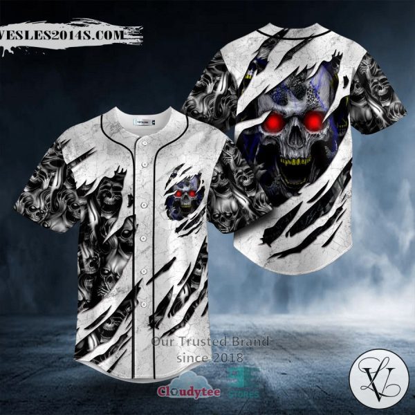 Red Eyes Skull Baseball Jersey