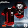 Red Flame Biohazard Metal Skull Custom Baseball Jersey