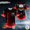 Red Flame Biohazard Metal Wings Skull Custom Baseball Jersey