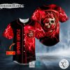 Red Gothic Dragon Skull Custom Baseball Jersey