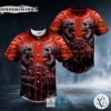 Red Lava Fire Skull Baseball Jersey