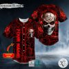 Red Lightning Biohazard Skull Custom Baseball Jersey