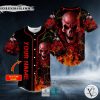 Red Rose Blood Lightning Fire Skull Custom Baseball Jersey