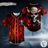 Red Tribal Tattoos Lockdown Biohazard Skull Baseball Jersey