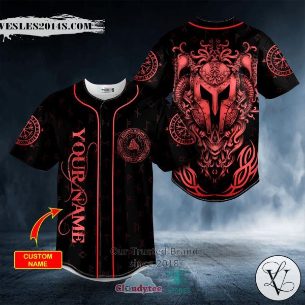 Red Valknut Warrior Viking Tattoo Custom Baseball Jersey