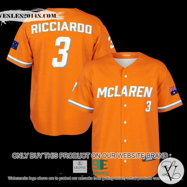 Ricciardo McLaren 3 Orange Papaya Baseball Jersey