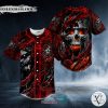 Ripped Fire Eyes Vampire Skull Baseball Jersey