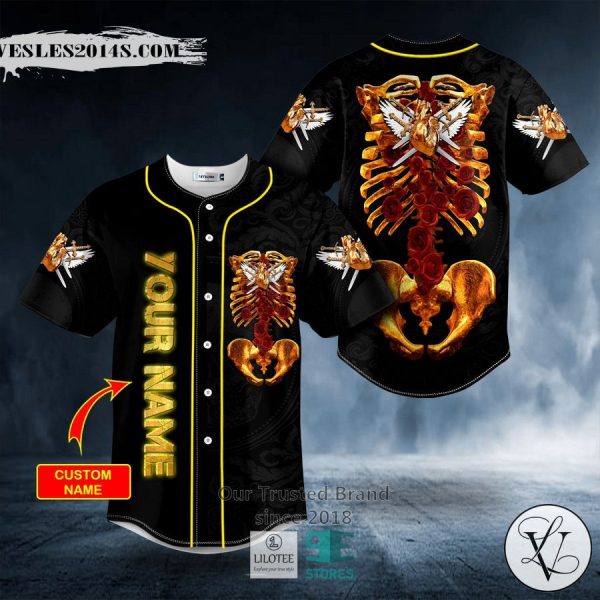 Rose Gold Infestation Skull Custom Baseball Jersey