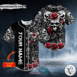 Roses N Skull Custom Baseball Jersey