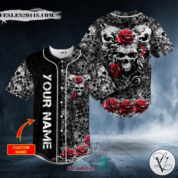 Roses N Skull Custom Baseball Jersey
